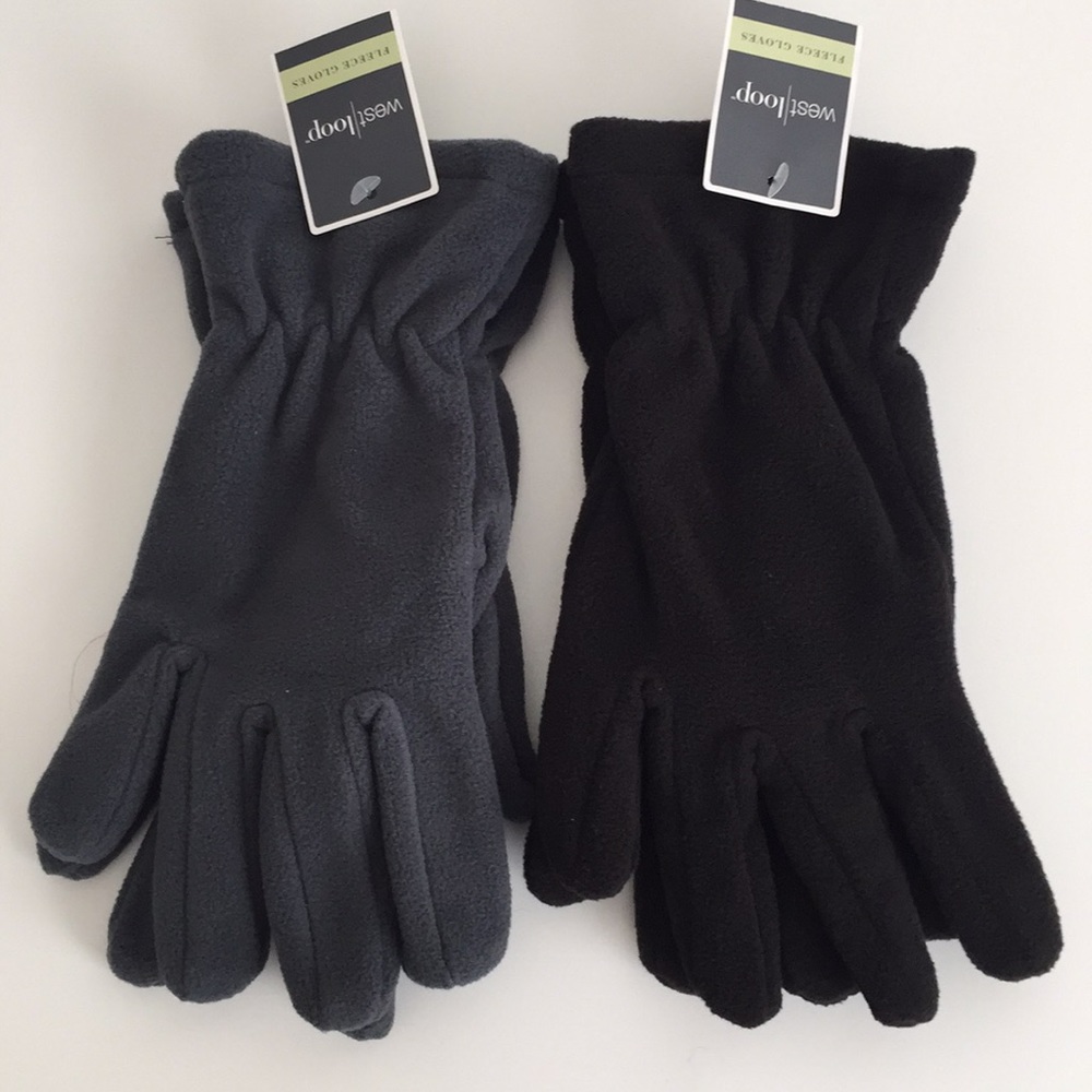 Set of 2 Fleece Gloves Black & Gray